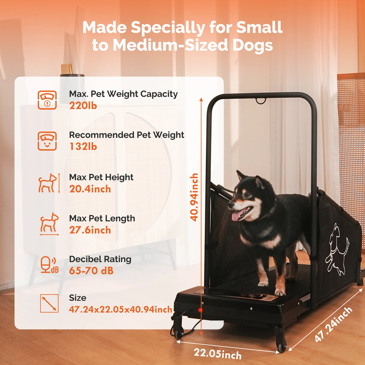 Indoor Dog Treadmill With Quiet Motor And Safety Rails