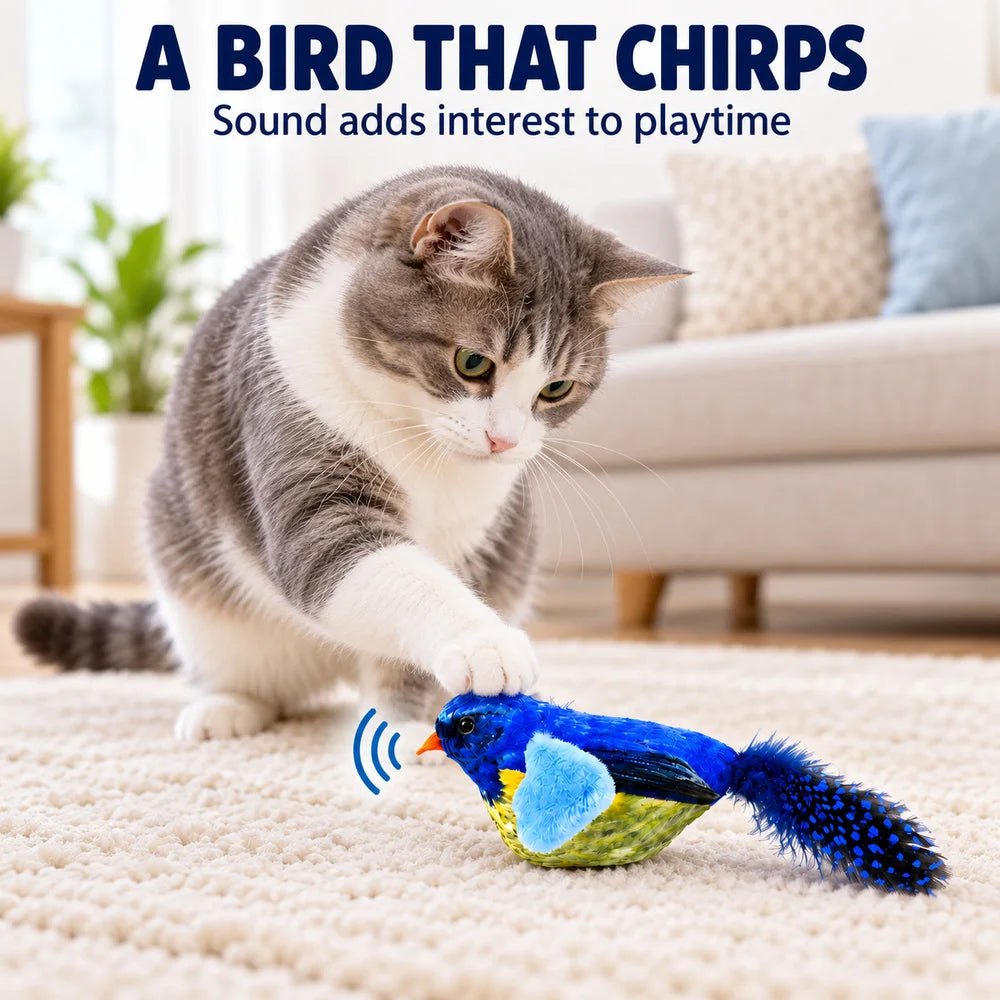 Zoe Interactive Cat Toys For Indoor Cats With Wobble Toy Soft Caterpillar And Chirping Bird For Batting Pouncing Kicking And Daily Play