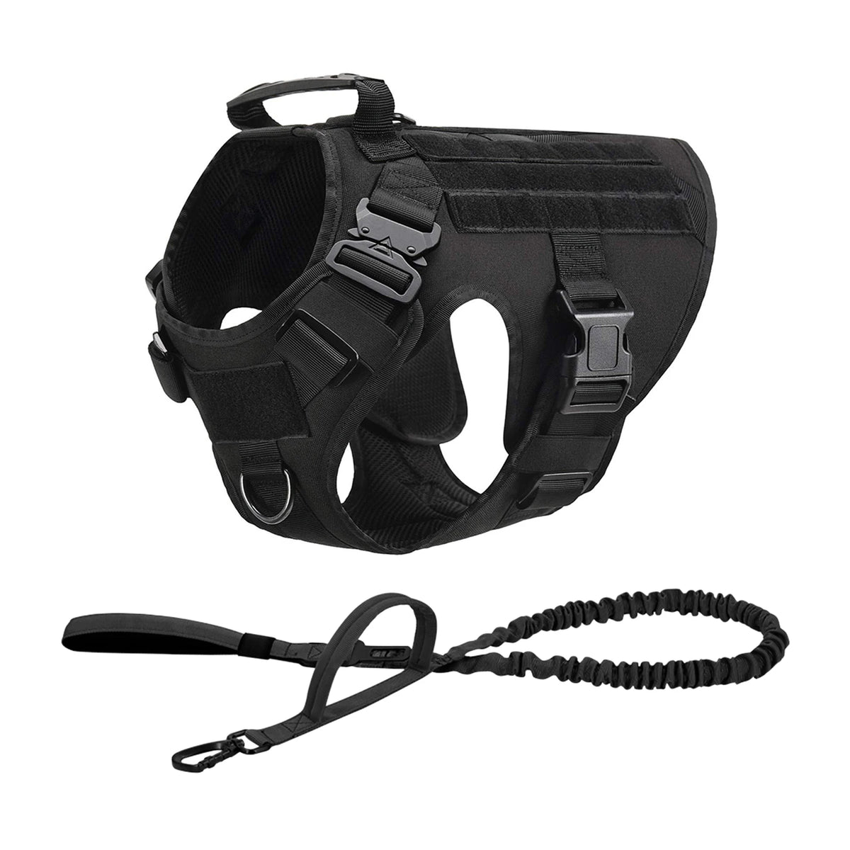 Tactical Nylon Dog Harness With Molle Pouches And Quick Release