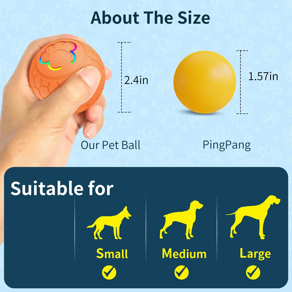 Automatic Bouncing Electronic Dog Toy Ball With Interactive Lights