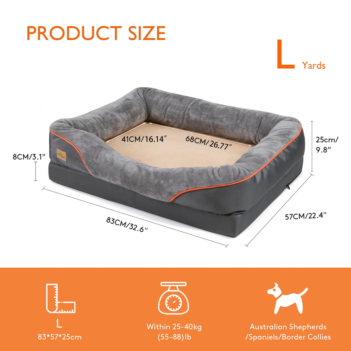 Borwart Orthopedic Dog Bed With Memory Foam Removable Cover