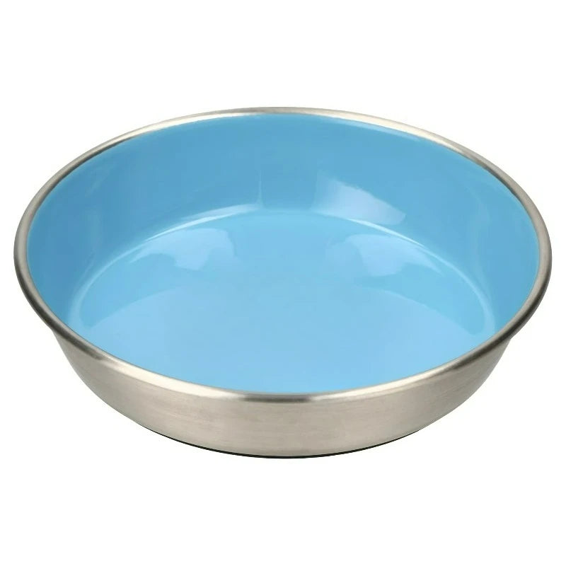 Stainless Steel Cat Food Saucer，Non-slip base helps keep the saucer securely in place during meals.