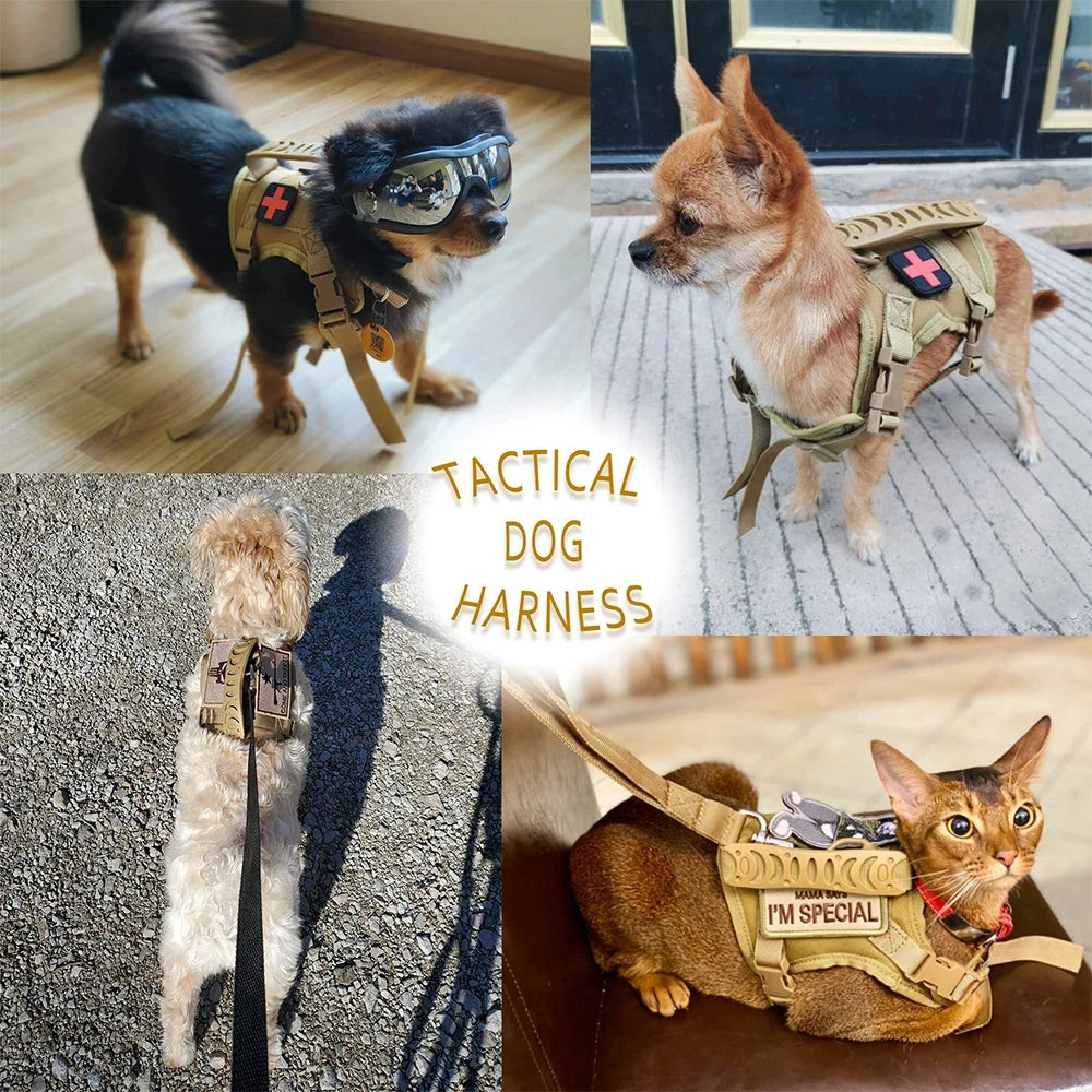 Tactical Puppy Harness Leash Set For Small Dogs Adjustable