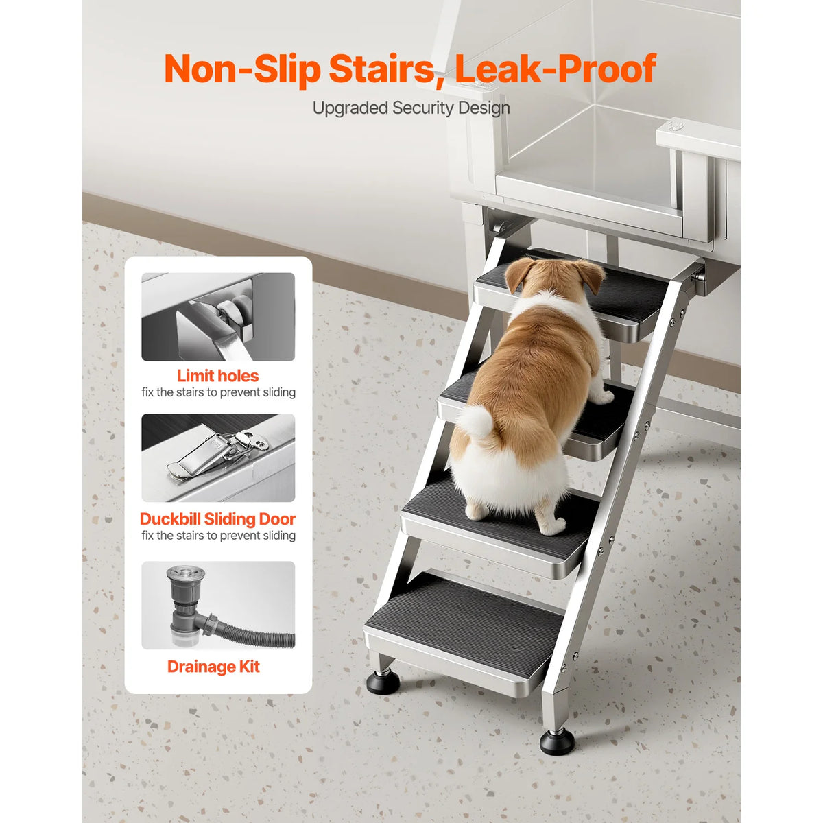 SucceBuy Stainless Steel Dog Wash Station With Shower Faucet