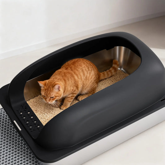 Stainless Steel Cat Litter Box With Lid And Mat Included
