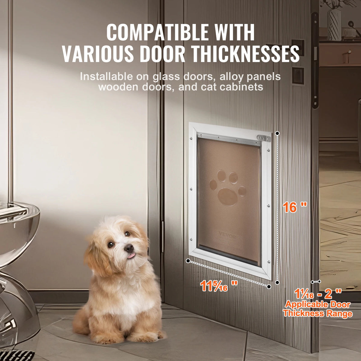 Pet Door Aluminum Frame With Lock And Flap Weatherproof