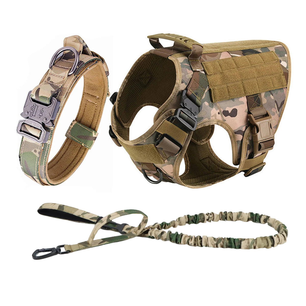 Tactical Nylon Dog Harness With Molle Pouches And Quick Release