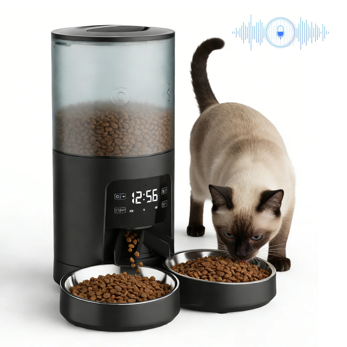 Automatic Cat And Dog Feeder With Dual Stainless Bowls