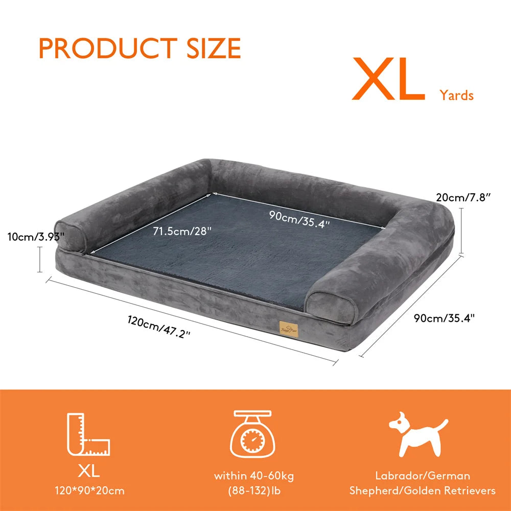 BORWART Orthopedic Memory Foam Dog Bed Removable Waterproof Plush Cover