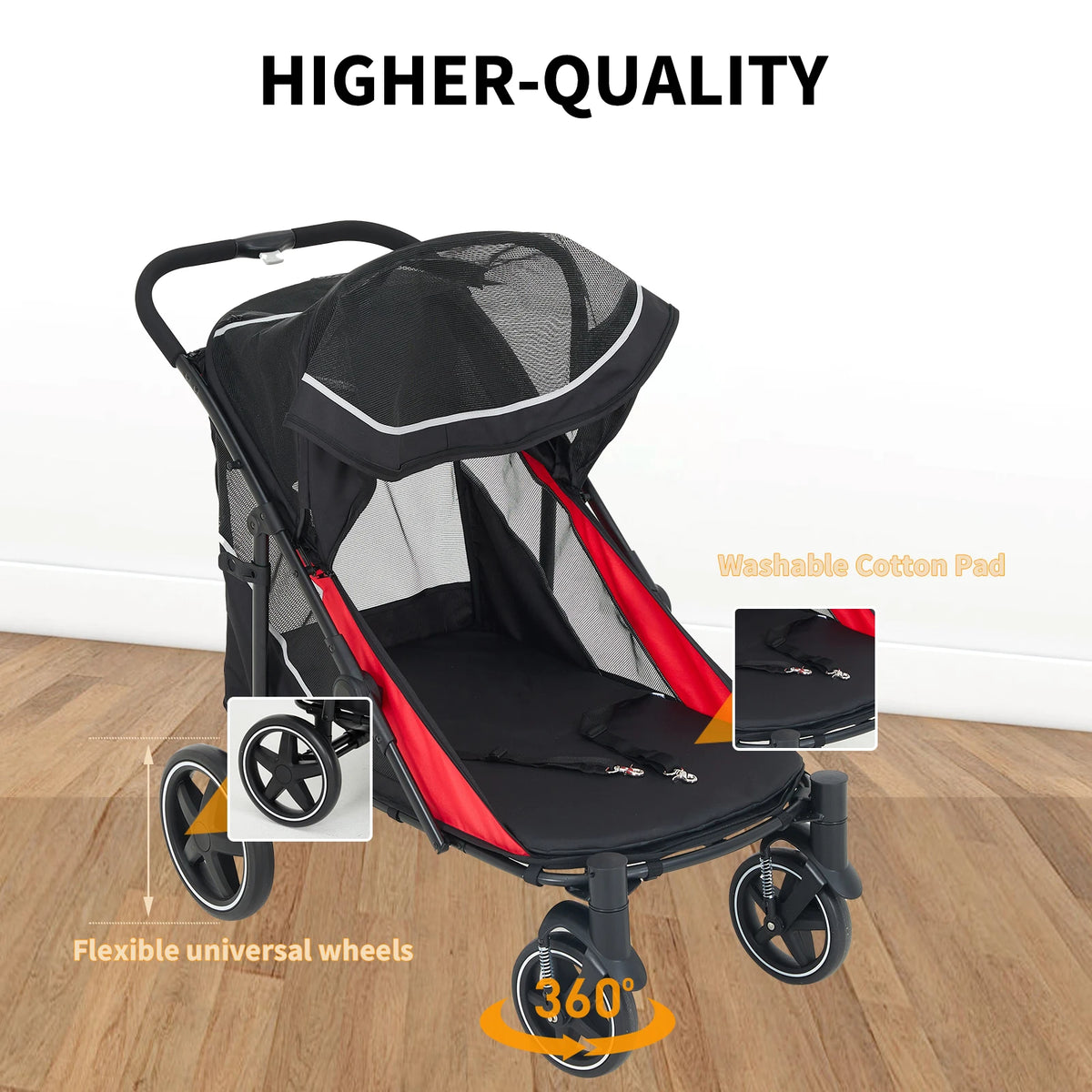 Dog Stroller for Large & Medium Dogs Pet Stroller for 2 Small Dogs with Adjustable Handle & Canopy, Sun Shades, Storage Organizer, Oxford Fiber, Foldable & Ventilated