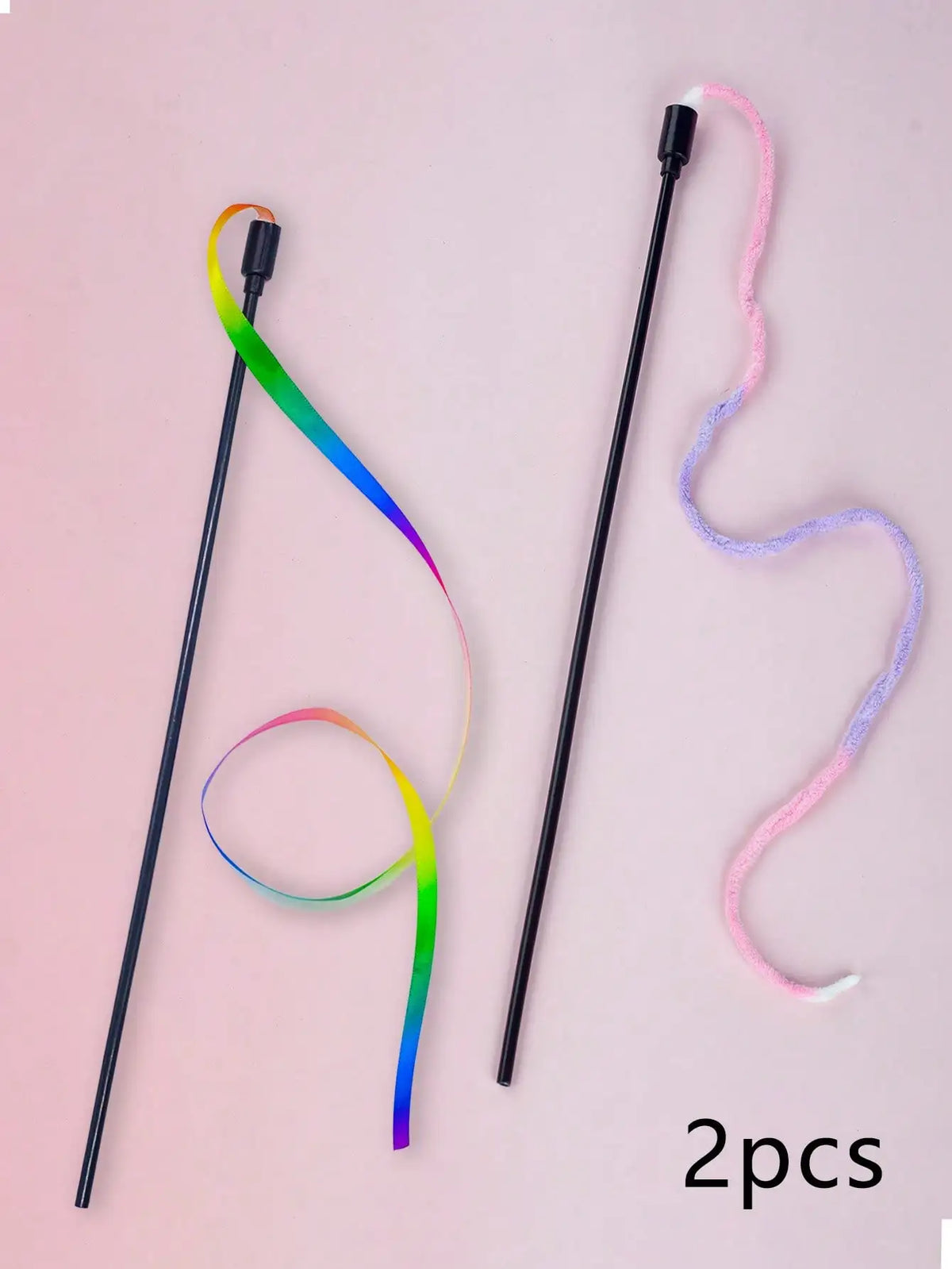 Playful Cat Wand Toy With Colorful Ribbons