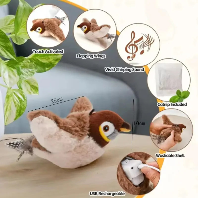 Interactive Simulated Bird Plush Toy For Cats And Dogs