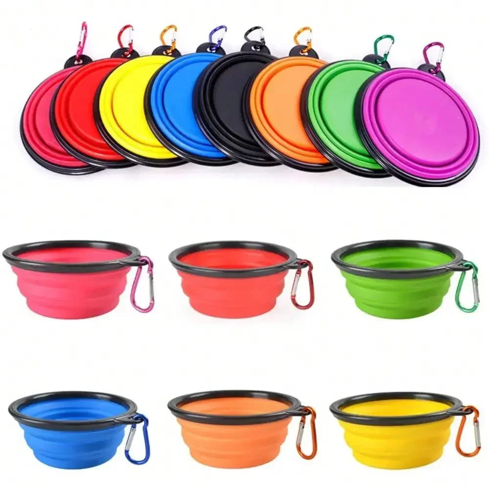 Portable Folding Silicone Pet Feeder Bowl With Carabiner