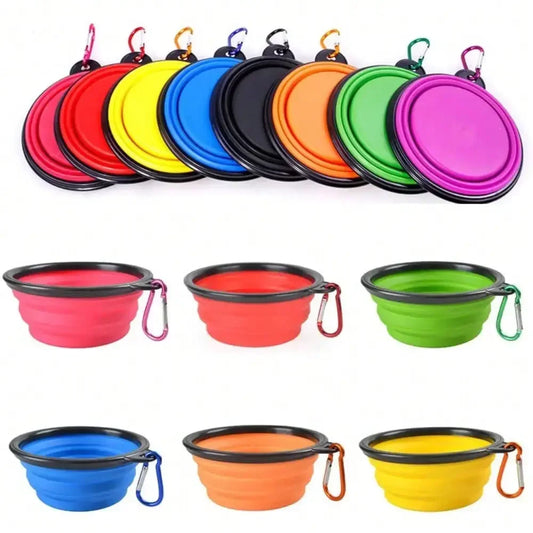 Portable Folding Silicone Pet Feeder Bowl With Carabiner