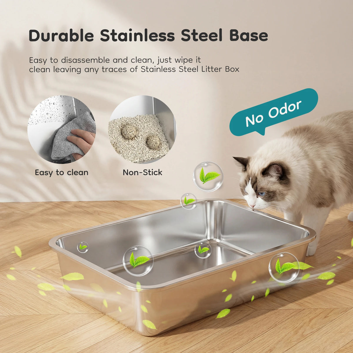 Stainless Steel Cat Litter Box Fully Enclosed With Mat
