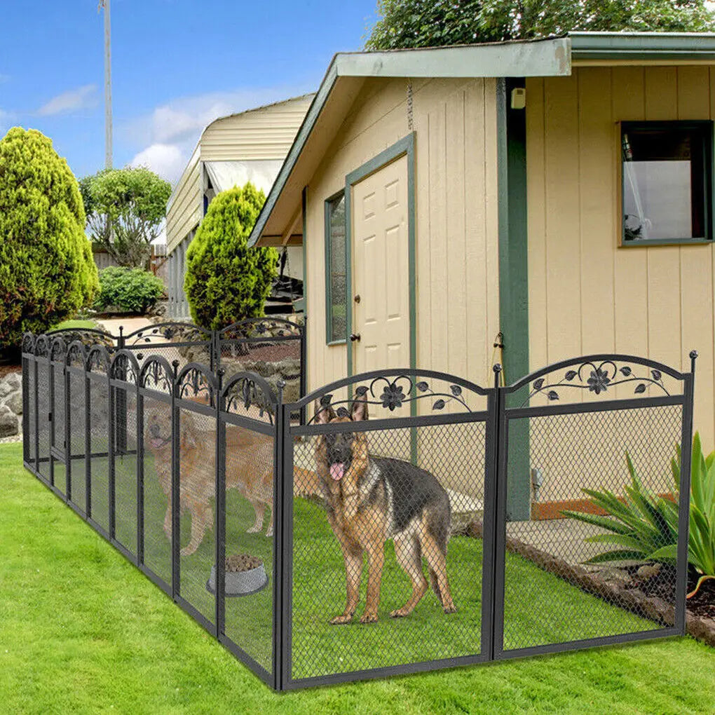BINGOPAW Foldable Metal Dog Playpen With Whelping Mat And Gate