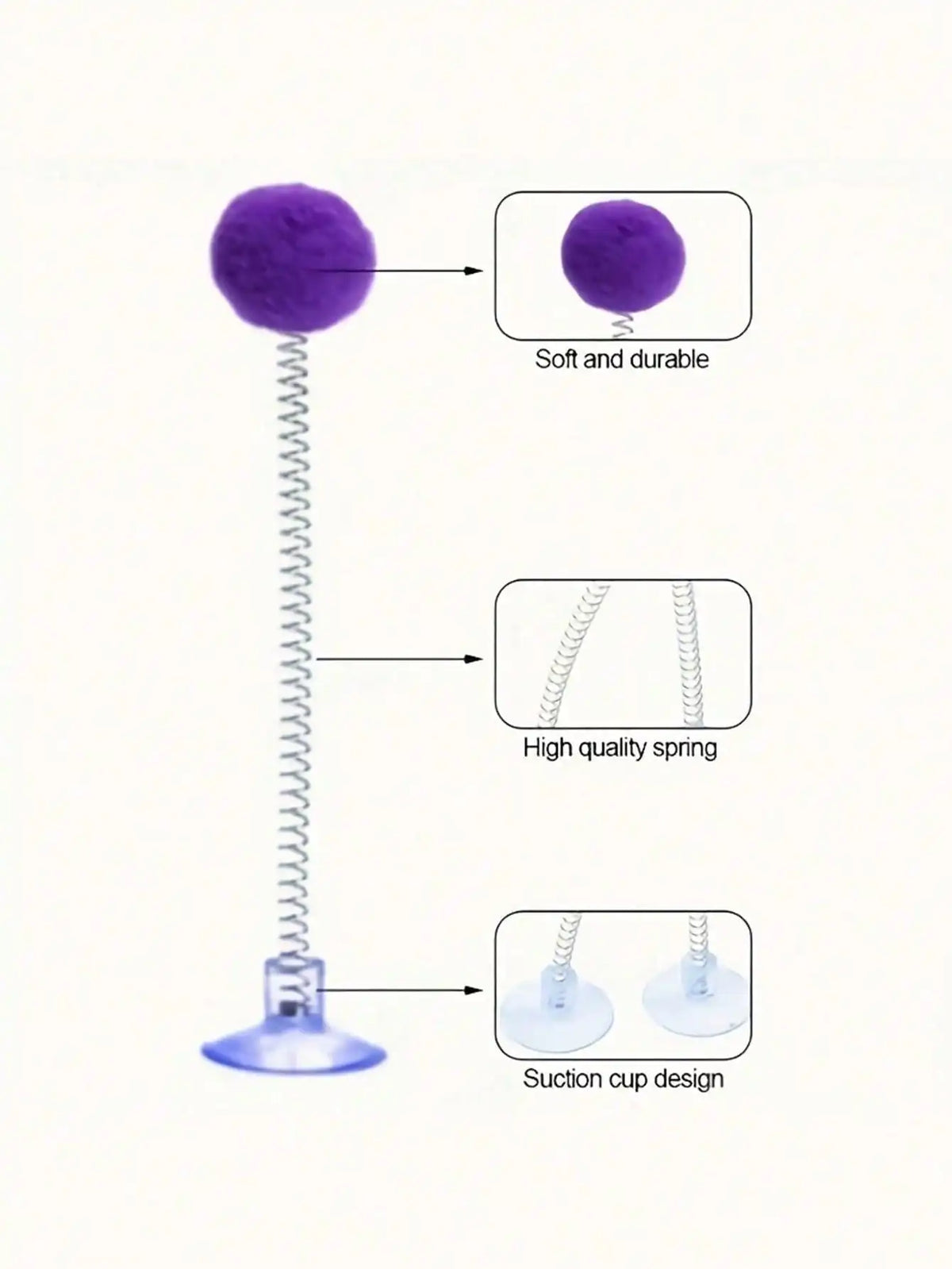 Interactive Cat Toys With Plush Ball Teaser Wand Suction Cup