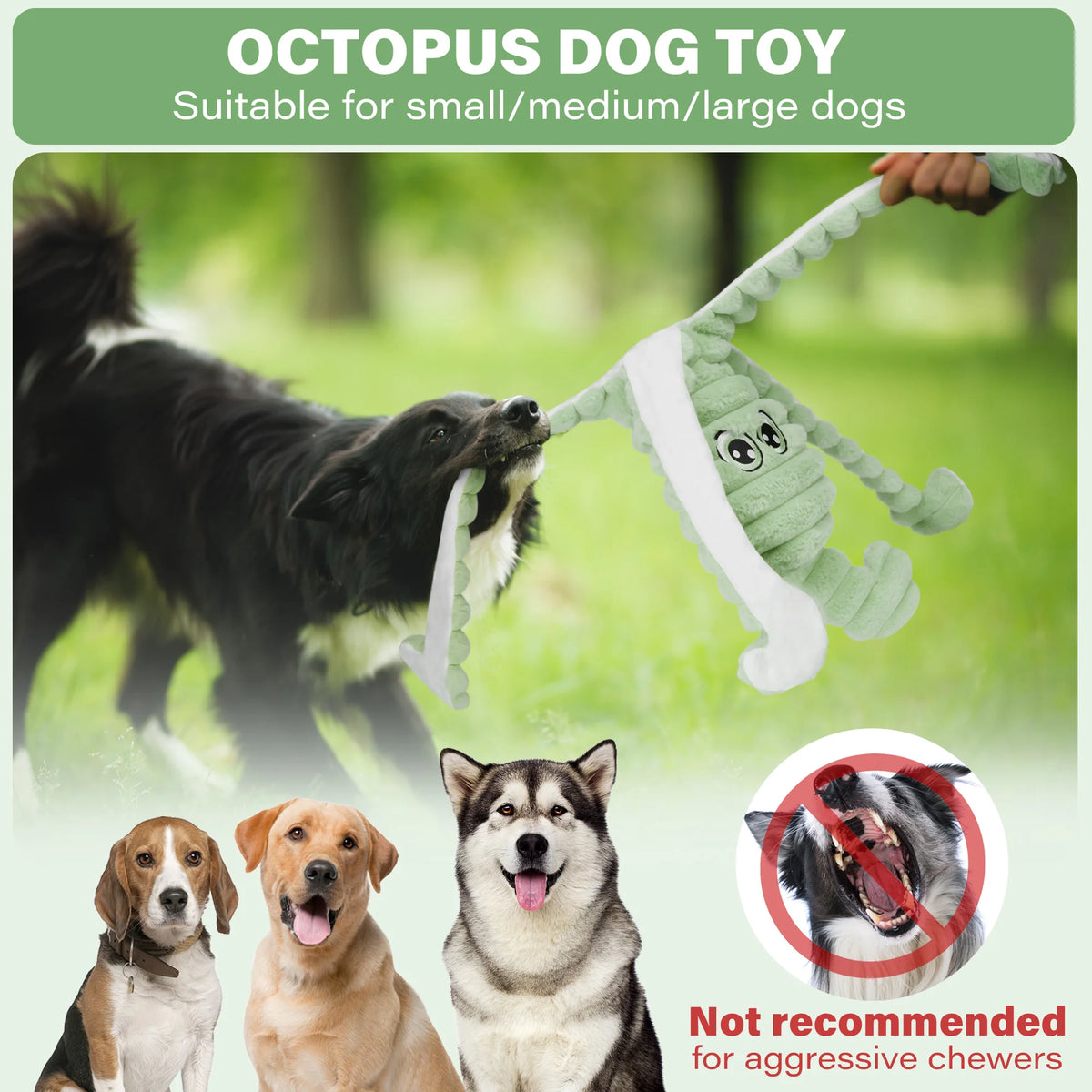 Octopus Squeaky Plush Dog Chewing Toy With Teeth Grinding Design