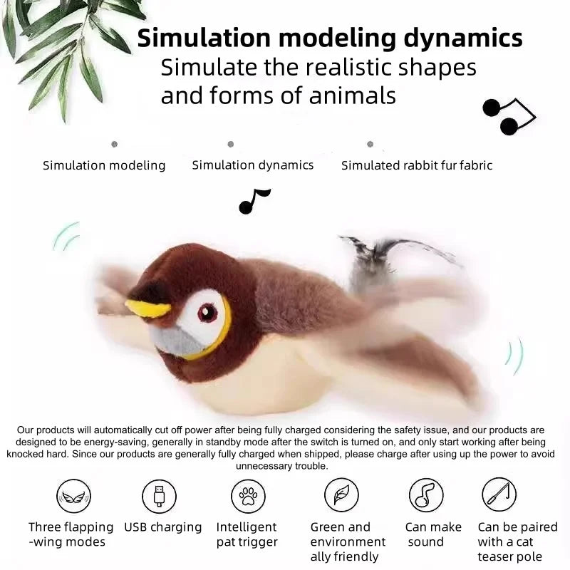 Interactive Simulated Bird Plush Toy For Cats And Dogs