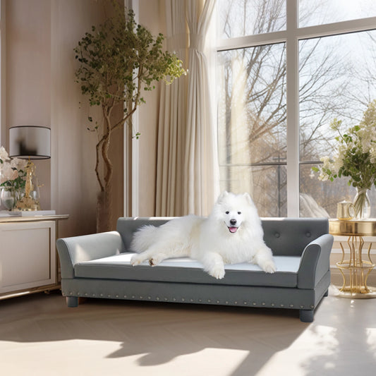 BINGOPAW Elevated Dog Bed Sofa With Microfiber Leather Cover