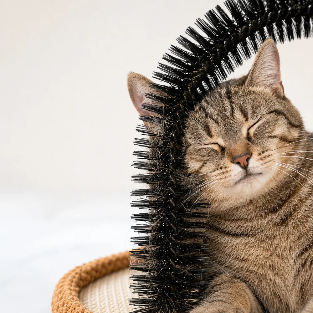 Cat Self Groomer Arch With Sisal Scratcher Hanging Ball