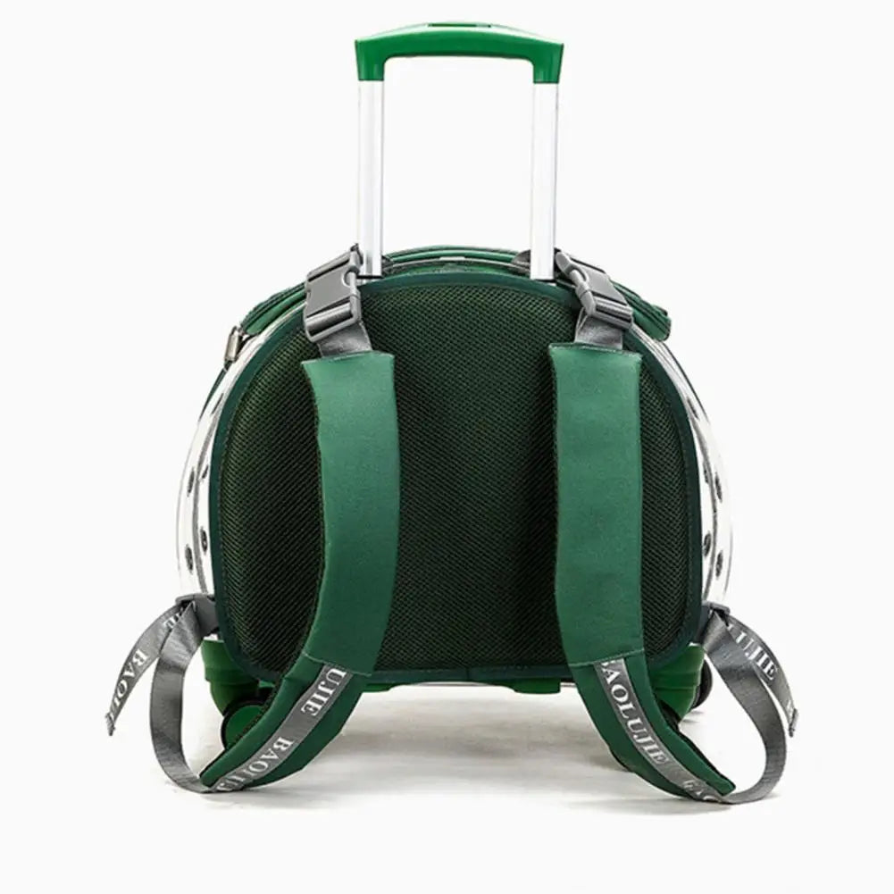 Pet Trolley Case, Clear Ventilation Holes Silent Wheels, Portable Cats Dogs Backpack Carrier for Outdoor Travel Use