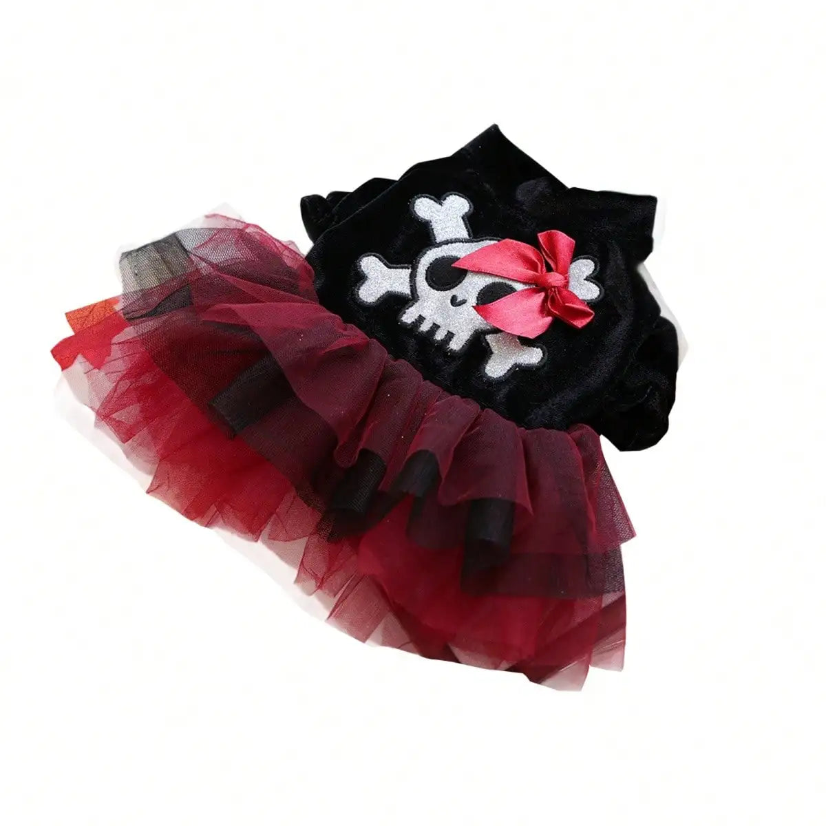 Dog Halloween Dress Bow Skull Pattern Puppy Girl Tulle Dress Pet Pirate Costume For Small Dogs Cats