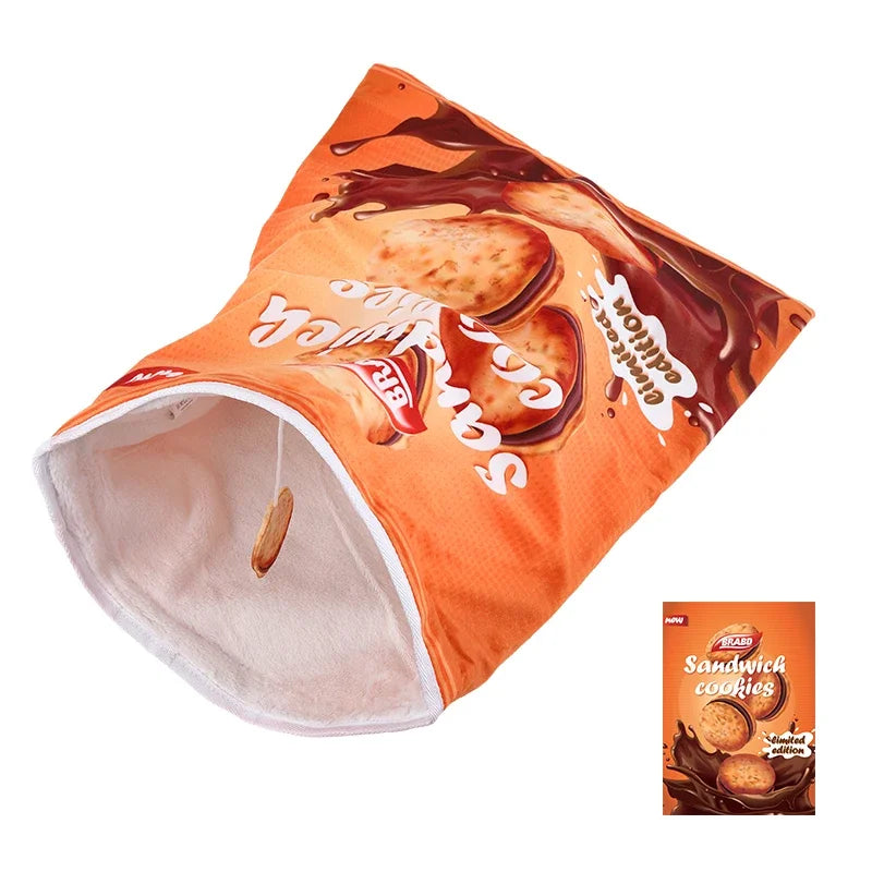 6 Halloween Gourmet Pattern Designs Cat Tunnel Toy, Cat Birthday Gift,Collapsible Interactive Cat Drill Bag Pet Toy