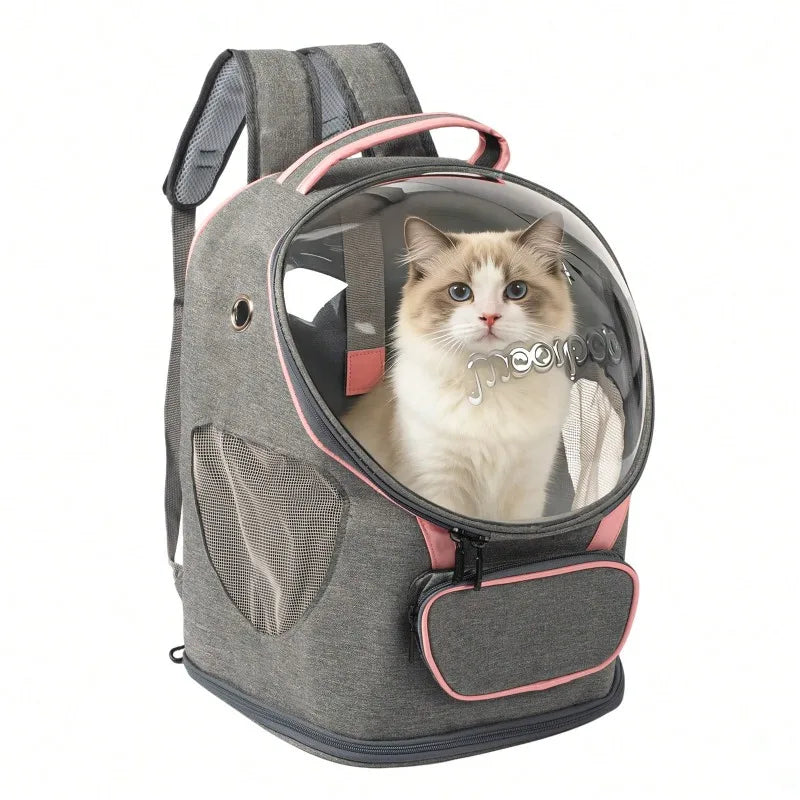 Cat Backpack Carrier, Foldable, Breathable & Transparent, Suitable For Cats And Dogs, Portable Travel Bag With Zipper, Essential Pet Bag/Pet Backpack/Pet Gift For Outdoor Travel