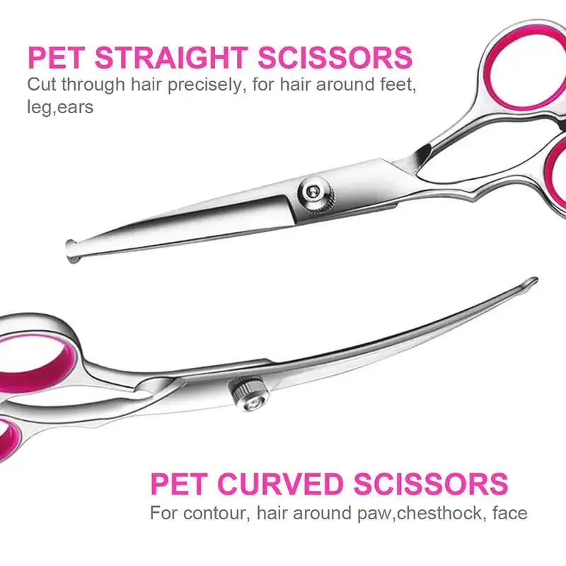 4pcs Premium Titanium Coated Dog Grooming Scissors with Safety Round Tips - Professional Grade Kit for Precise and Safe Trimming