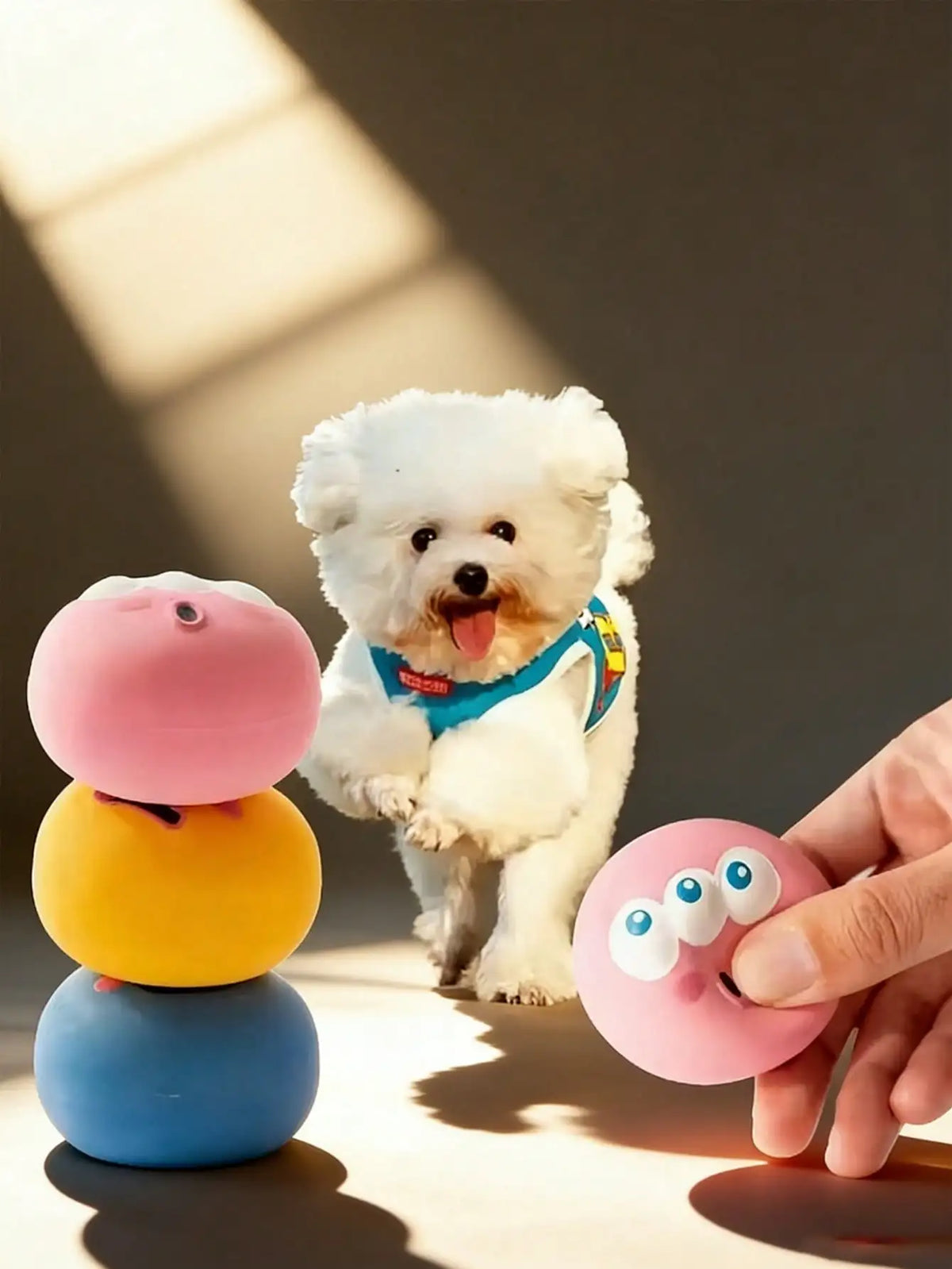 Squeaky Rubber Dog Toy With Big Eyes For Small Dogs