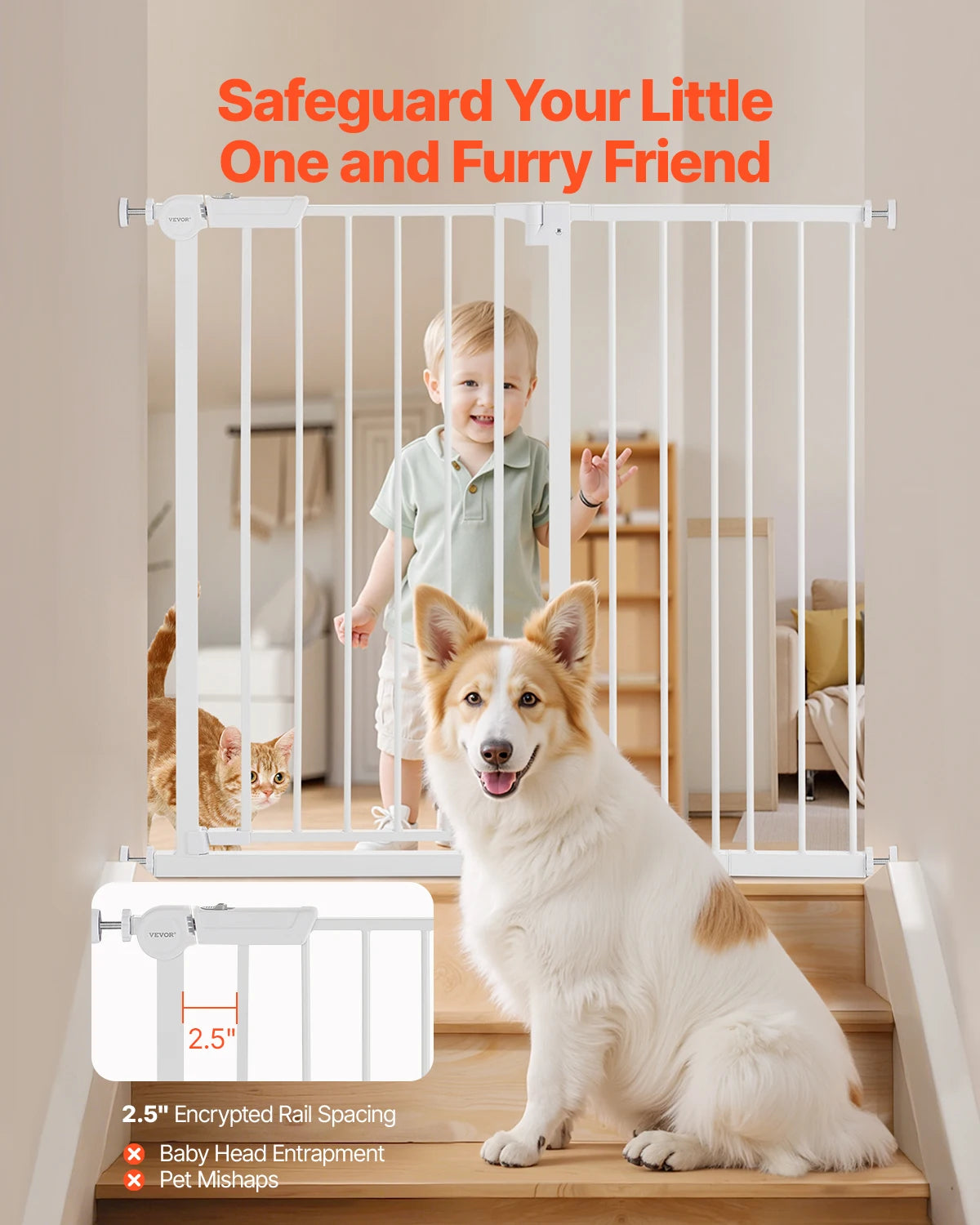 SucceBuy Stainless Steel Pressure Mount Baby And Pet Gate