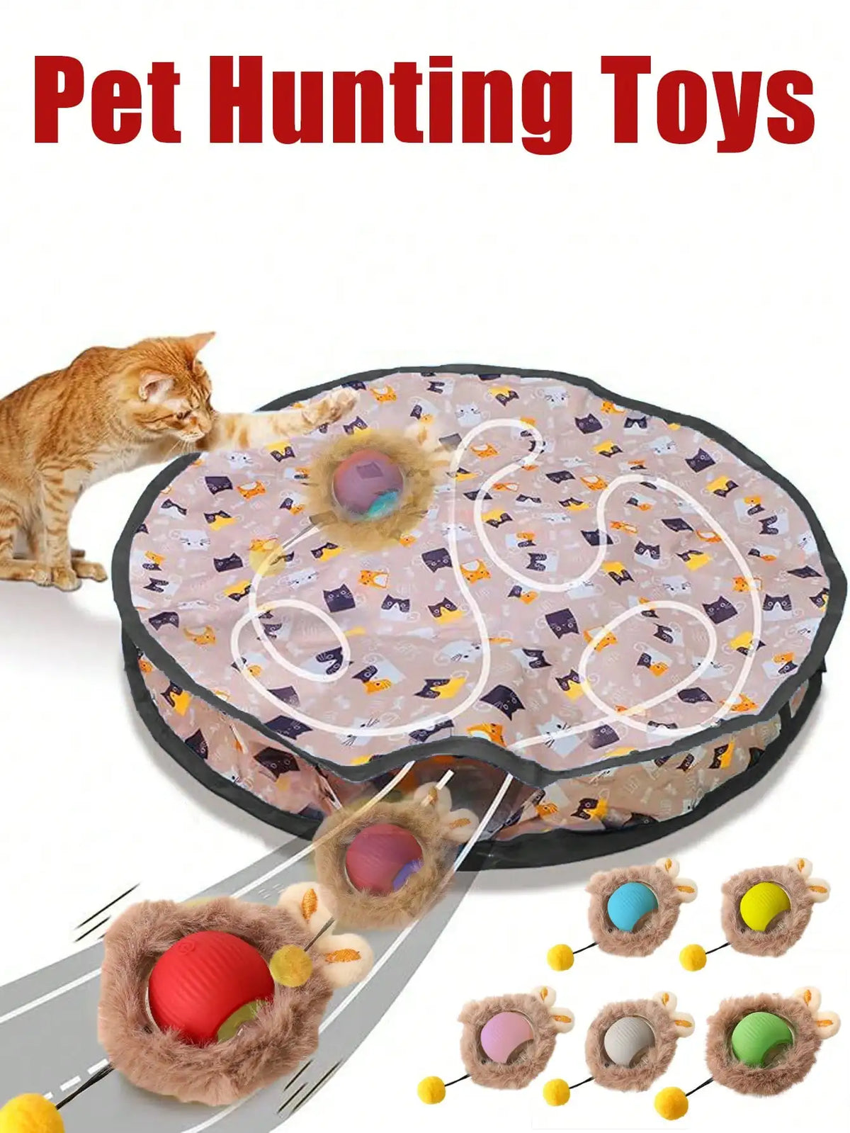 Electric Cat Hunting Toy Set With Light Ball USB Rechargeable