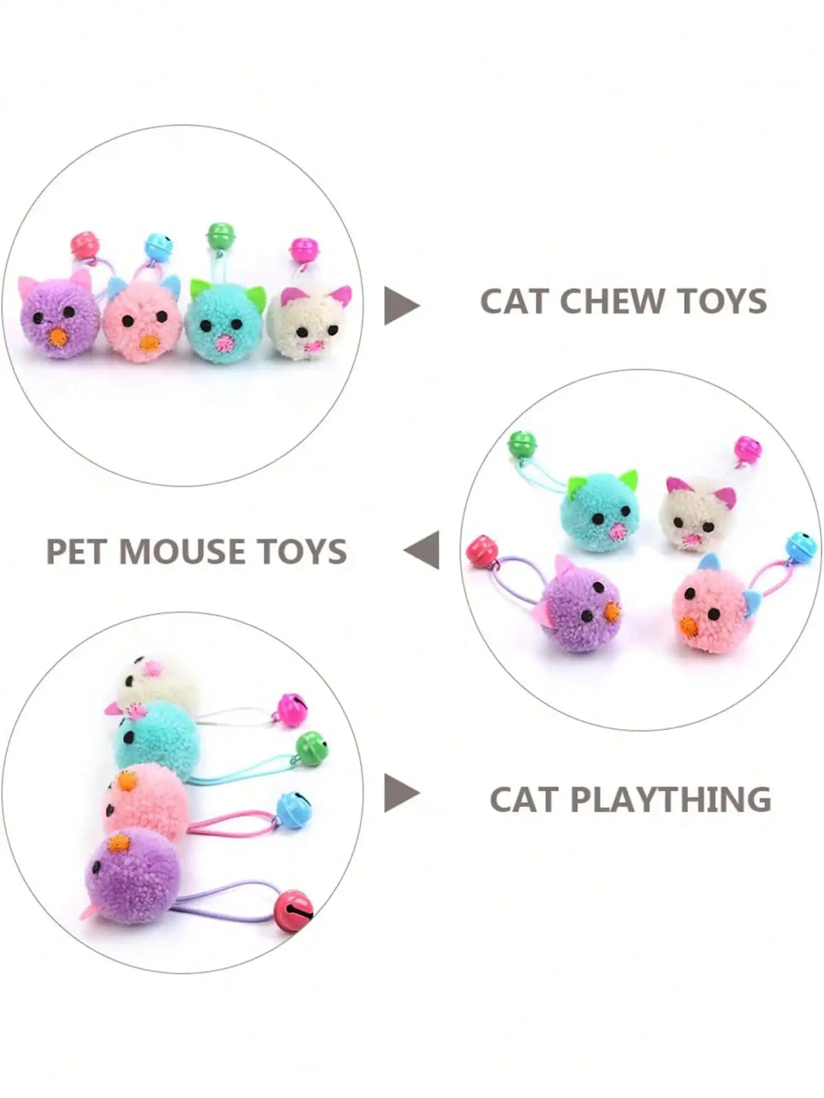 Cat Toys Set Plush Balls With Bell And Mouse Toys