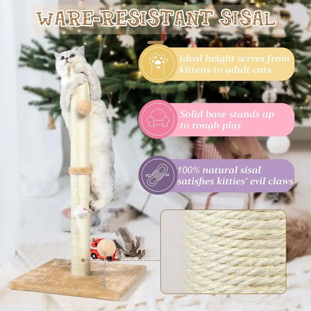 3-In-1 Cat Scratching Post With Plush Toys