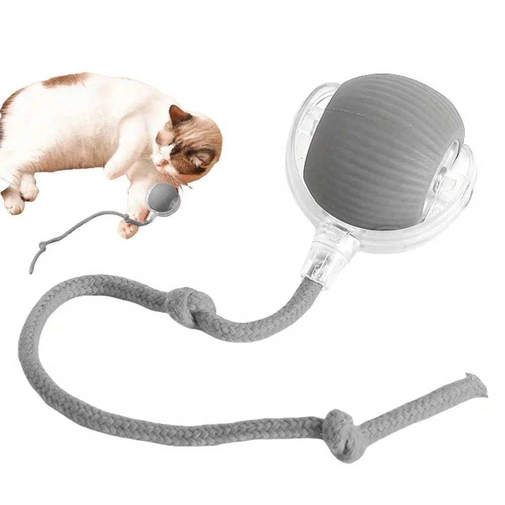 Self Moving LED Interactive Cat Toy Ball With Rope Tail