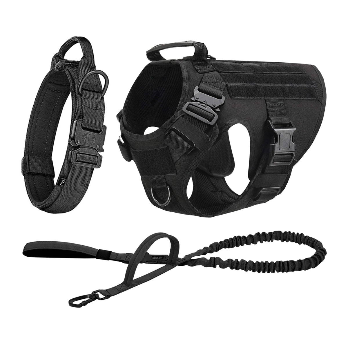 Tactical Nylon Dog Harness With Molle Pouches And Quick Release