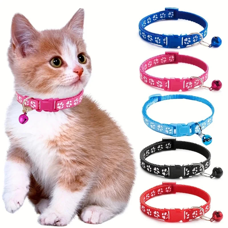 Colorful Pattern Cat Collar With Bell Adjustable