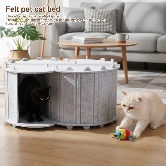Foldable Cat Tunnel Bed Double Layer Peekaboo Cave House