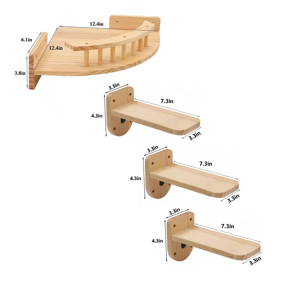 CWV 3Pcs Corner Hammock Cat Tree With Steps