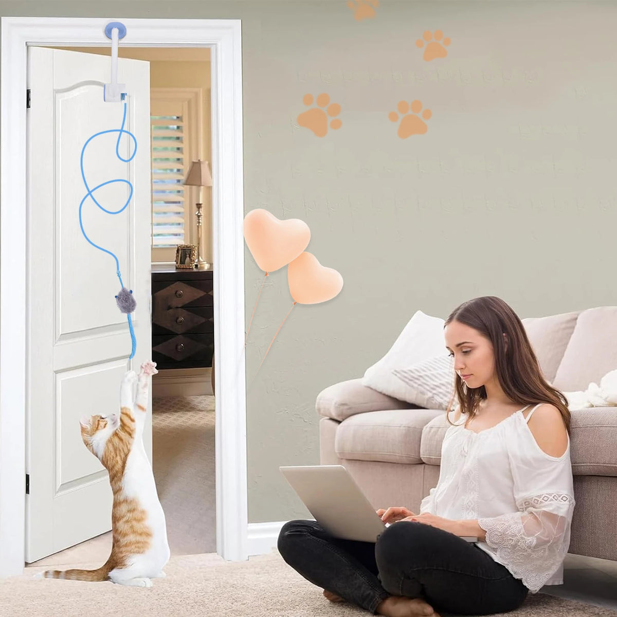 Teaser Electronic Self Play Feather Cat String Toy Interactive Cat Teaser Retractable Toys for Cat Kitten Playing Exercising