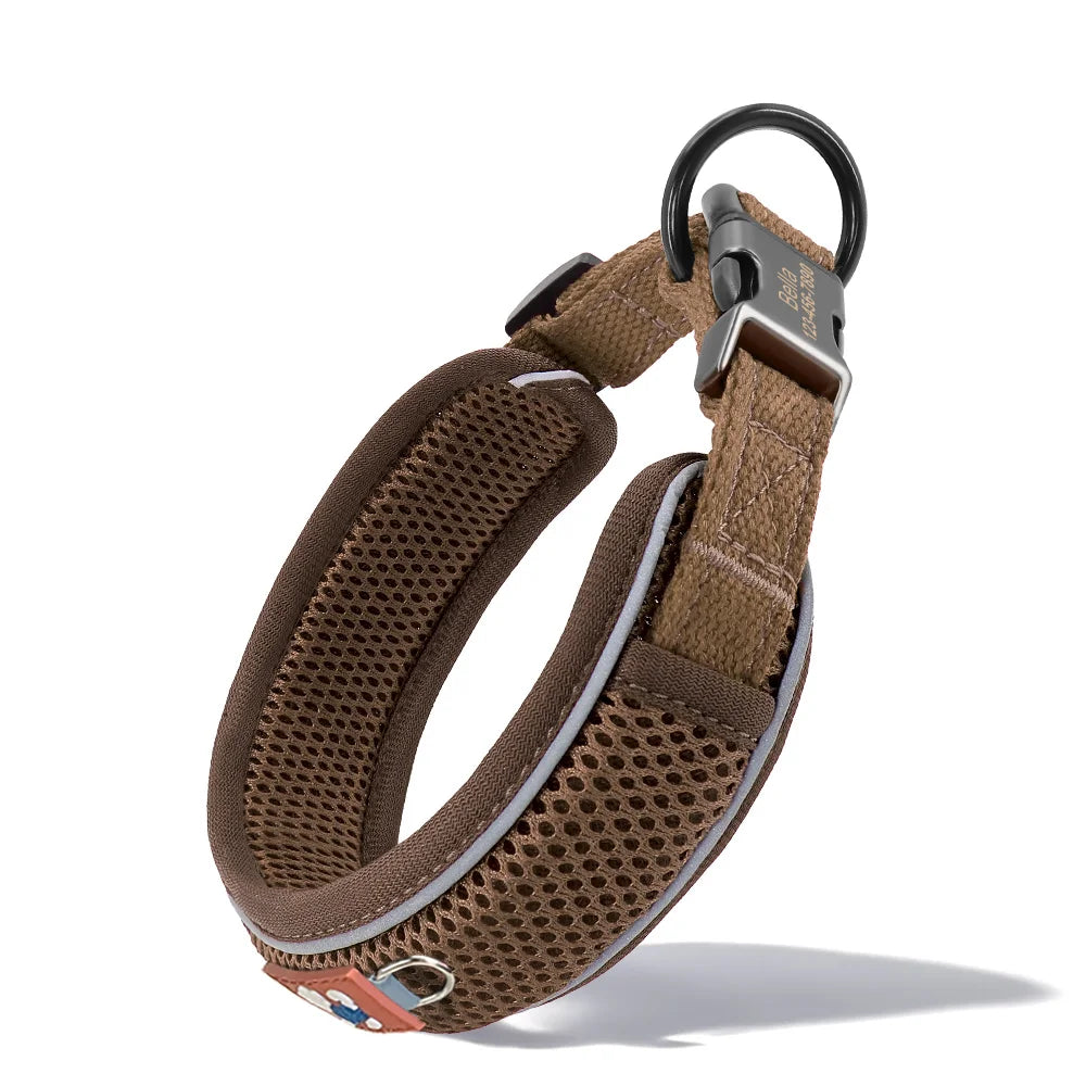Personalized Mesh Dog Collar Breathable Reflective With Engraving