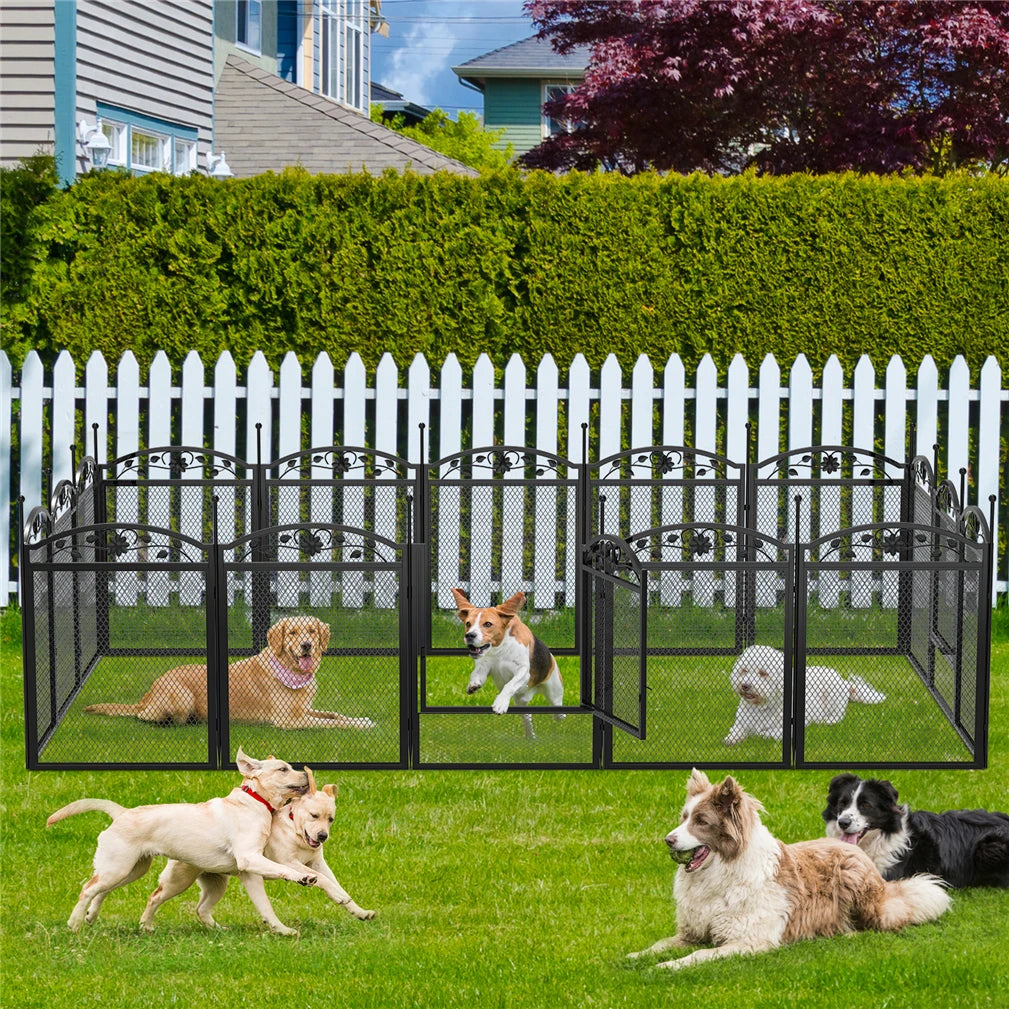 BINGOPAW Foldable Metal Dog Playpen With Whelping Mat And Gate