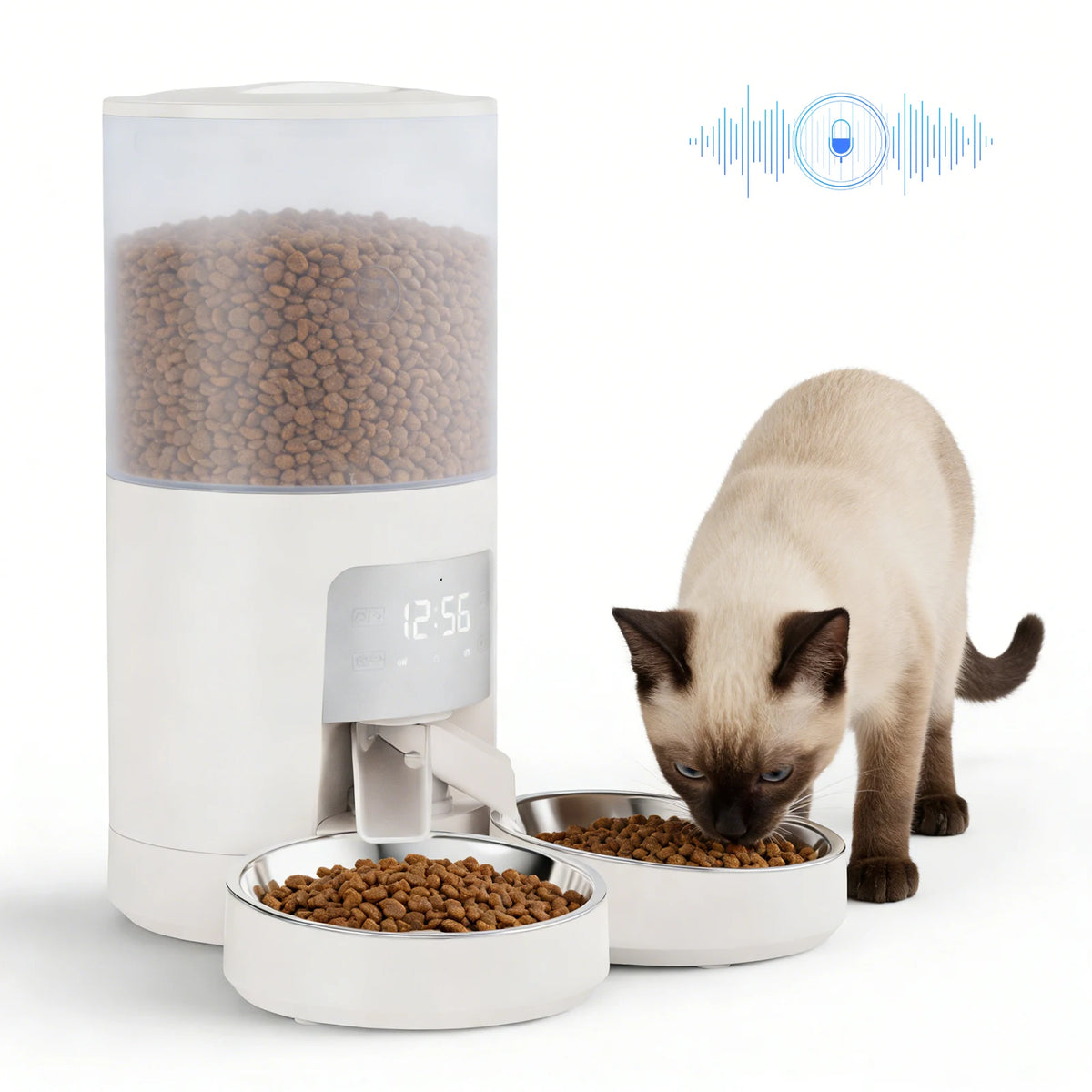 Automatic Cat And Dog Feeder With Dual Stainless Bowls